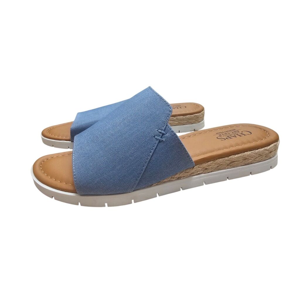 Chaps Nerissa Blue Espadrille Slide Sandals 8